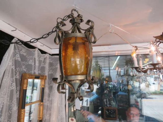 amber glass globe style ornate chandelier