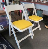 wood folding chairs with yellow seats