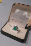 sterling silver ring with jade set in a frog frame