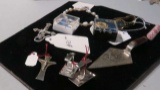 ladies Bulova  wrist watch, cuff links, pearl bracelet, cross, Mason Lodge trowel