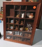 small display cabinet with (20) wades (5) small glass figurines