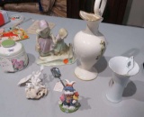 mixed figures - Llodra look alike,, pitcher, lidded compote, easter rabbit and bleached coral