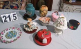 mixed lot décor dish, compotes, candle vase,