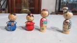 Japanese koekeshi style wood bobble heads
