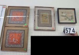 vintage framed silk needlepoint works