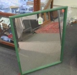 green enameled wood framed mirror  24 x 30