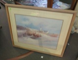 framed print of light house 37 x 33 high