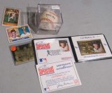 unsigned Ripken ball , gold stamp with certificate Cal Ripken cards and Jim Palmer cards