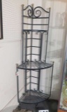 metal and glass corner rack