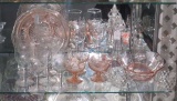 pink depression glass and Fostoria glass