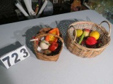 pair baskets with plastic fruit