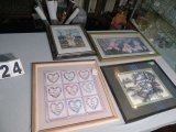 group of 4 framed pictures