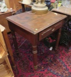 Antique walnut finished lamp table with drawer