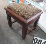 leopard cushion wood stool 15 x 16 x 14h