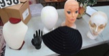 Styrofoam wig heads and jewelry display hand and stands