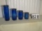 set of 4 cobalt blue jars with canning style lids