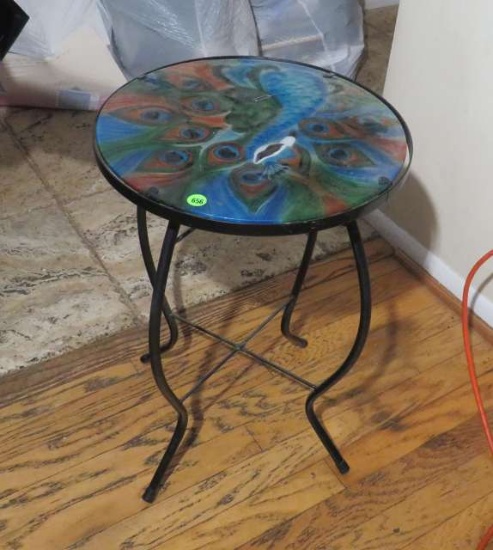 art glass and metal plant stand 14" diameter x 20" high