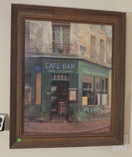 framed print on board of French cafÃ©  30" x 38"