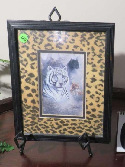 framed print with stand of tiger  9 x 12