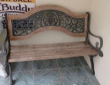 wood and cast iron park bench