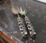 silver plate serving spoon and fork