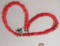 Coral Orange-red Oval 17” long Necklace-with Christmas tree