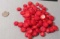 group of 50 round drilled red coral discs  Various sizes