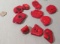 group of 10 Coral, loose, drilled Red, dark Slab Various sizes
