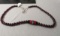 Garnet, necklace Red, dark Round Oval glass in Middle 18”
