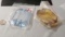 Glass Amber & blue Rectangle Individual ash trays