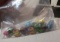package of 9 blue green yellow glass beads assorted shapes