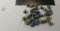package of 29 round frog on a log green brown black blue glass beads
