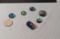 pack of 6 dichroic glass stones  Blue, pink Round & oblong Assorted sizes