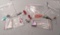 pack of 14 dichroic glass stones Red, green Round Assorted sizes