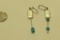 custom made pair of hoop earrings with rectangular freshwater pearls Turquoise beads