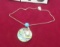 Sterling silver pendant round abalone with fresh water pearl round turquoise on foil with 18