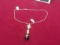 Dichroic glass with 2 fresh water pearls & 2 ss beads on 16