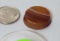 orange white banded  polished disk agate 19mm diameter