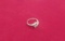 14K white gold ring - size 8 7/8 - 6 emeralds & many 0.1 diamonds (estate jewelry)