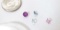 group of 4 mixed color brilliant cut glass stones 3.4mm diameter