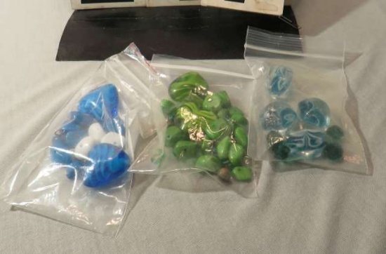 group of 50 plus Glass Green & blue Assorted shapes Smooth Assorted sizes