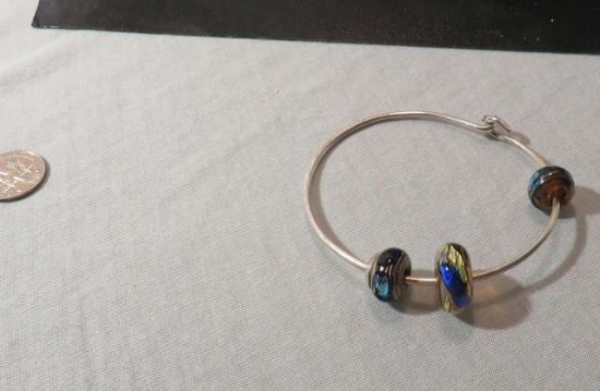 Glass Multi-colored Round Bracelet Sterling silver