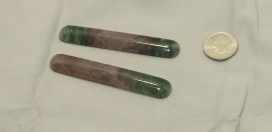 Agate, Moss Green/brown Elongated Round ends 2-1/2”x3/4”