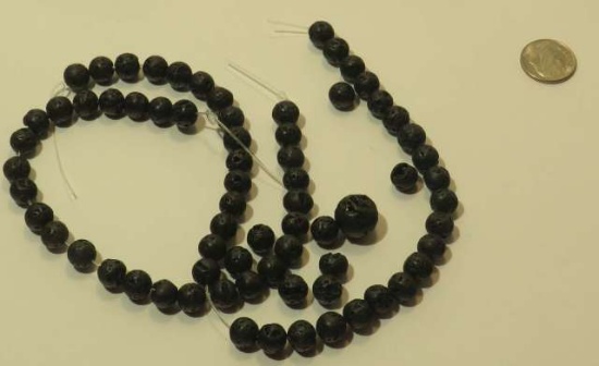 pack of 71 smooth round black lava beads