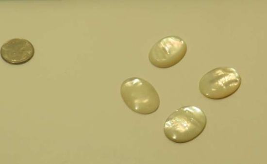 group of 4 highly polished Mother of Pearl White Oval Smooth