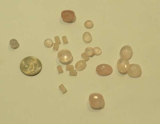pack of 23  Quartz Rose Assorted shapes Cabochon Assorted sizes 70.07cts