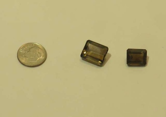 Quartz Smokey Emerald cut 12mm x 10mm and 14mm x 12mm 16.10cts