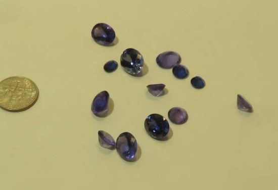 Tanzanite, Lab-grown Dark blue Trillion round Faceted