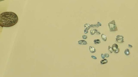 pack of 25 synthetic blue Swiss topaz Assorted shapes Assorted sizes