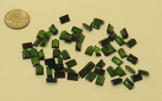 Tourmaline Iron-green Rectangle Faceted 7mm x 5mm 58.56cts